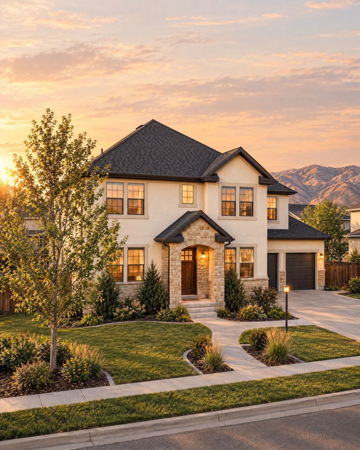 Illustrative Utah house with mountain context