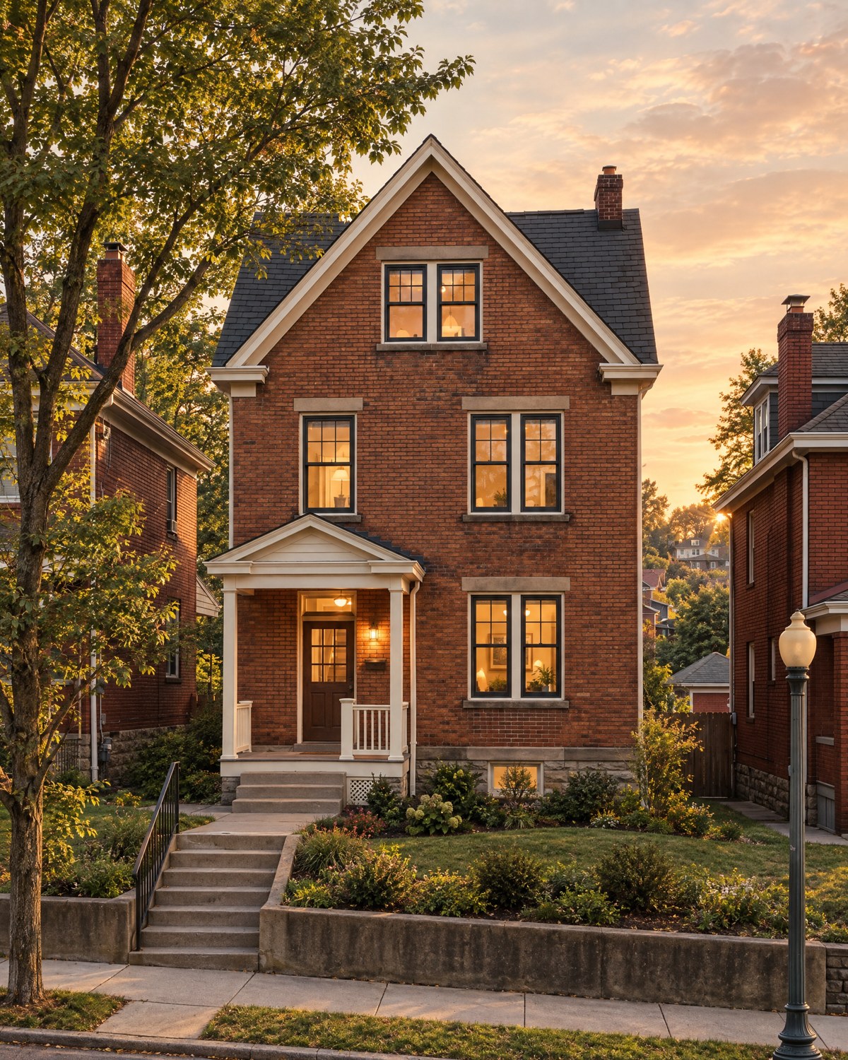 Illustrative brick home; not an actual Pittsburgh listing